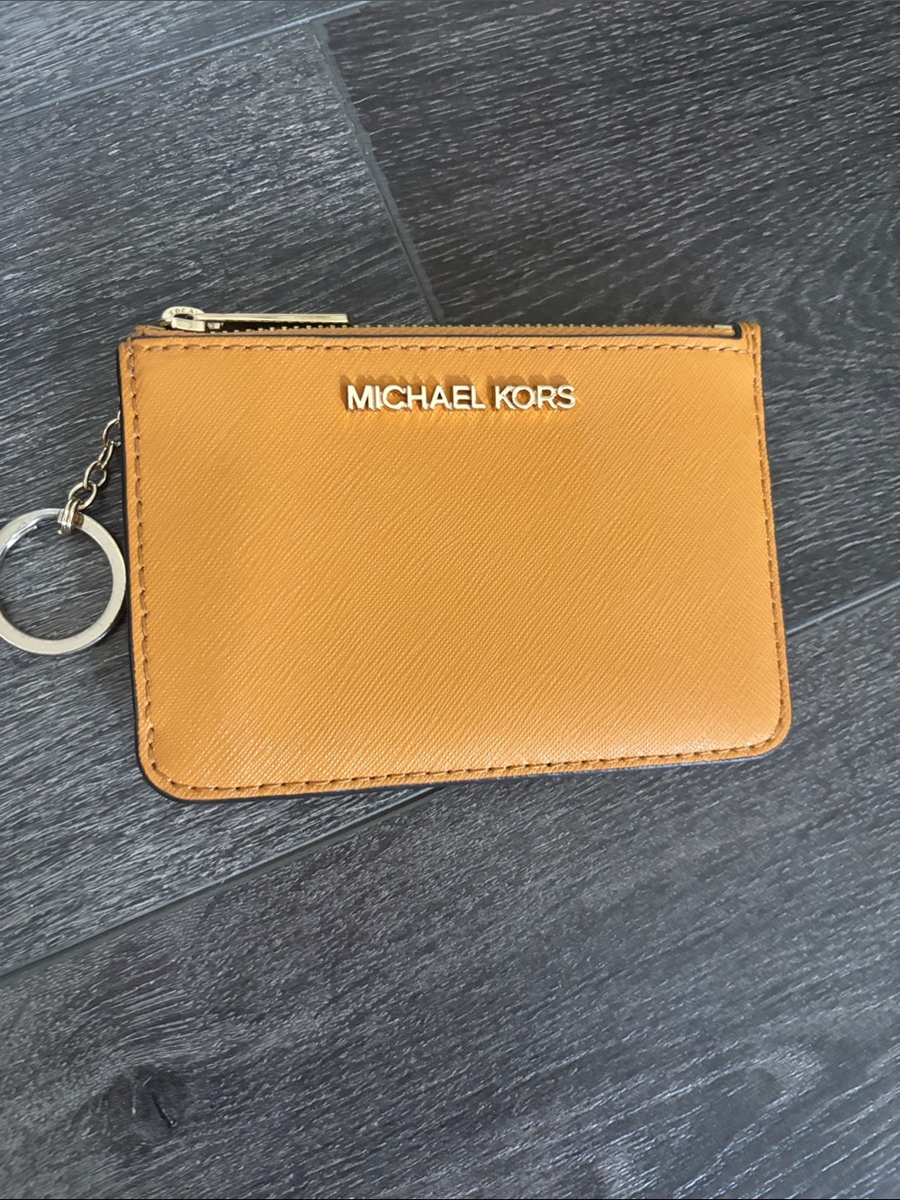 Michael Kors Mustard Yellow Saffiano Card Case with Keyring